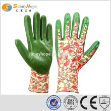 Sunnyhope Nitrile Revestimiento Nylon Liner Guantes de trabajo con patrón